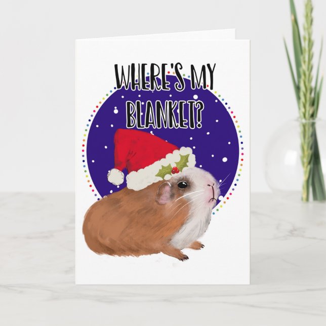 pigs in blankets guinea pig funny joke christmas card (Front)