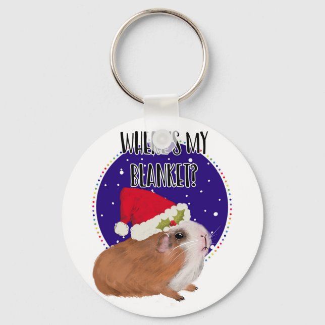 pigs in blankets guinea pig funny joke christmas key ring (Front)