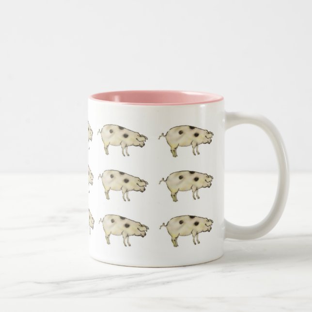 Pigs in rose Two-Tone coffee mug (Right)