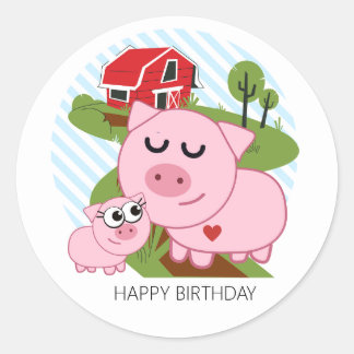 PIGS IN THE FARM CLASSIC ROUND STICKER