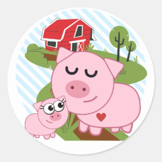 PIGS IN THE FARM CLASSIC ROUND STICKER