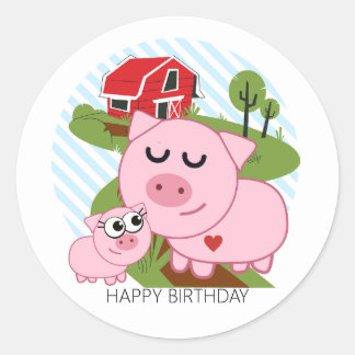 PIGS IN THE FARM CLASSIC ROUND STICKER