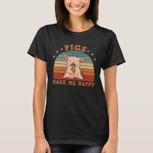 Pigs Make Me Happy Farm Kids Piglet T-Shirt