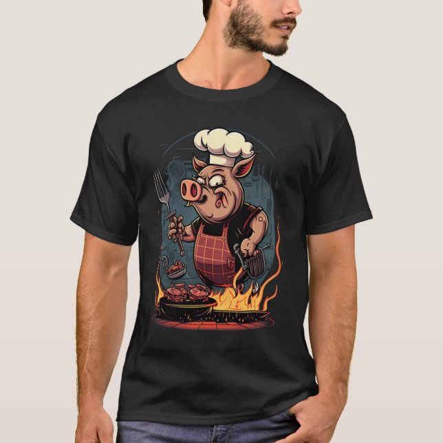 Pig's Meat   Pig Grilling Steak T-Shirt (Front)