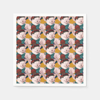 Pigs With Hats Pattern Napkin