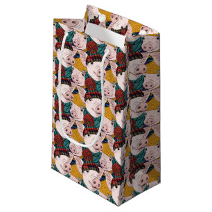 Pigs With Hats Pattern Small Gift Bag