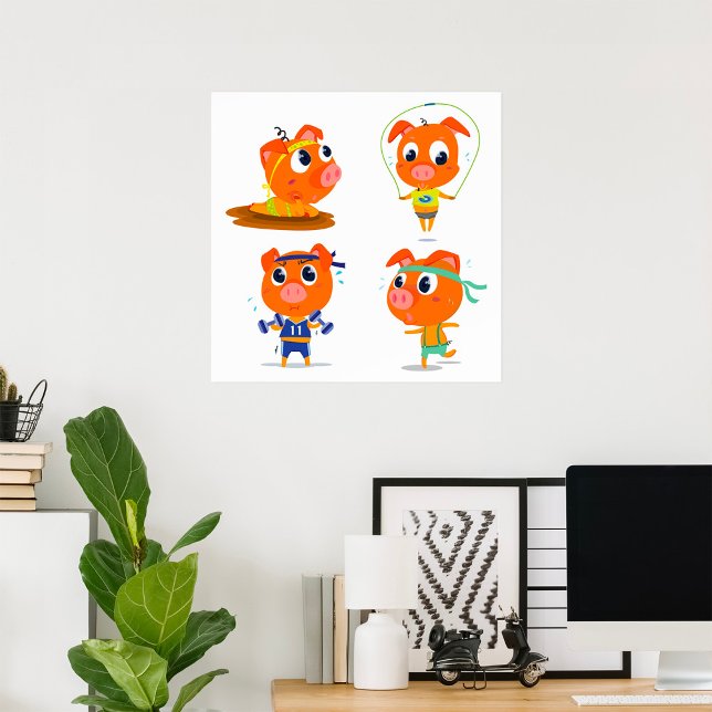 Pigs Working Out Poster (Creator Uploaded)