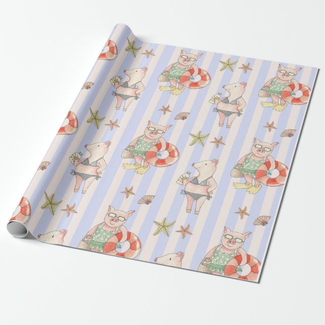 Pigs  wrapping paper (Unrolled)