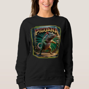 Piguana Illustration – Pig Iguana Scary Animal Sweatshirt