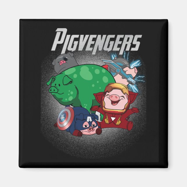 Pigvengers Assemble Super Animal Hero Pig Lovers Magnet (Front)