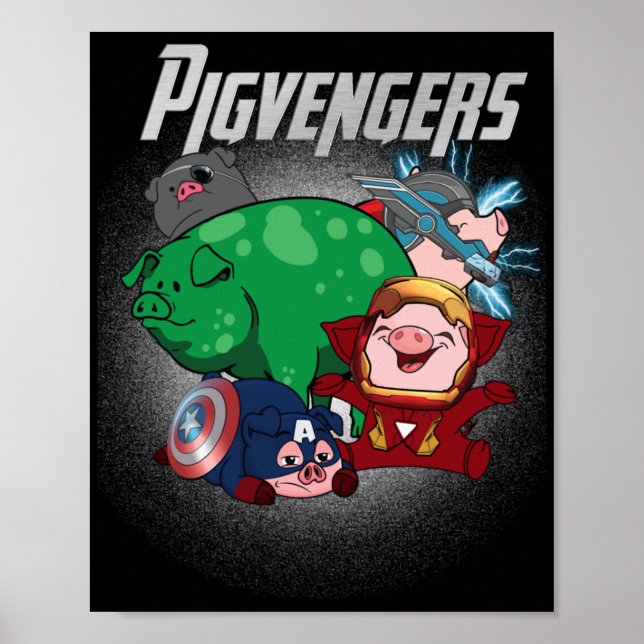 Pigvengers Assemble Super Animal Hero Pig Lovers Poster (Front)