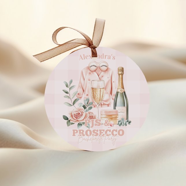 Pijamas and Prosecco Bachelorette Party Classic Round Sticker (Creator Uploaded)