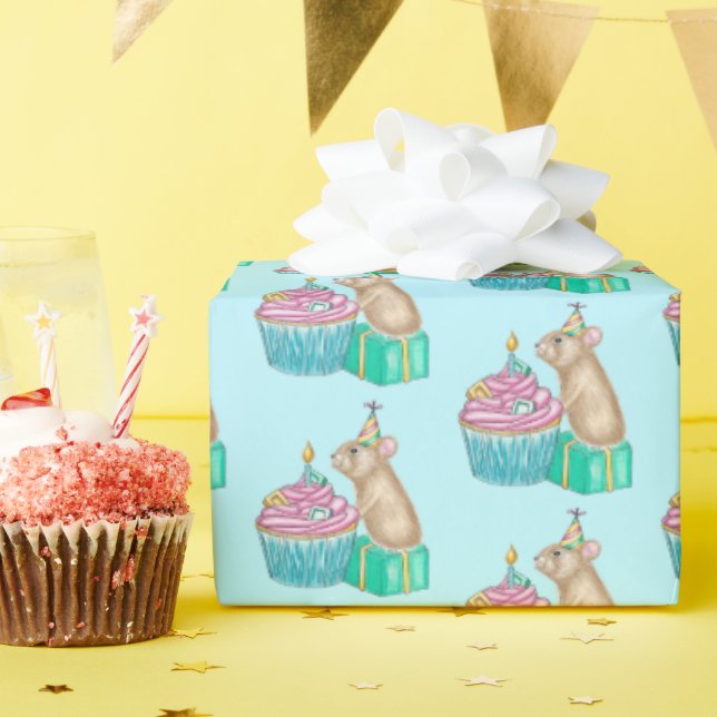 Pika Happy Birthday Cupcake Wrapping Paper (Birthday Party)