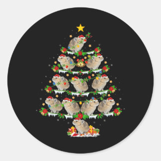 Pika Lover Xmas Lights Pika Christmas Tree Classic Round Sticker