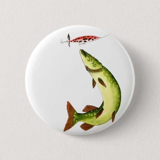 Pike Fishing 6 Cm Round Badge (Front)