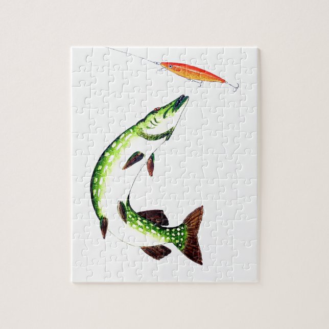 Pike fishing and fly fishing jigsaw puzzle (Vertical)