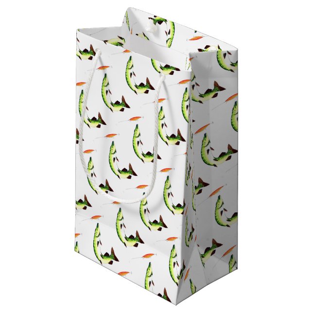 Pike fishing and fly fishing small gift bag (Front Angled)