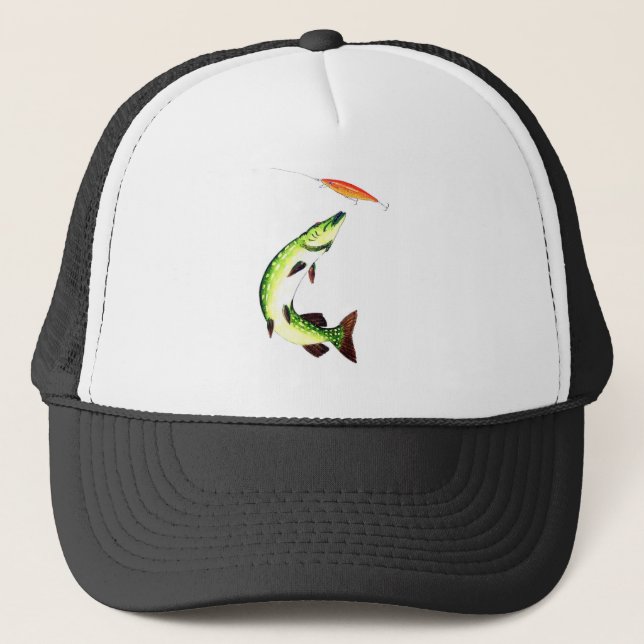 Pike fishing and fly fishing trucker hat (Front)