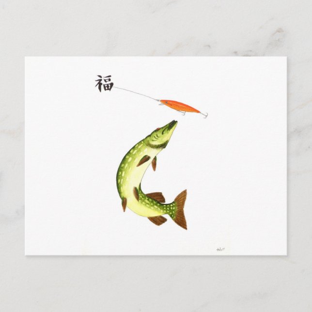 Pike fishing postcard (Front)
