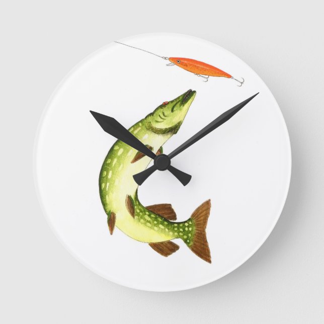 Pike fishing round clock (Front)
