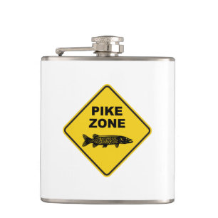 Pike Fishing Zone Sign Hip Flask