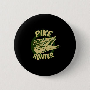 Pike hunter 6 cm round badge
