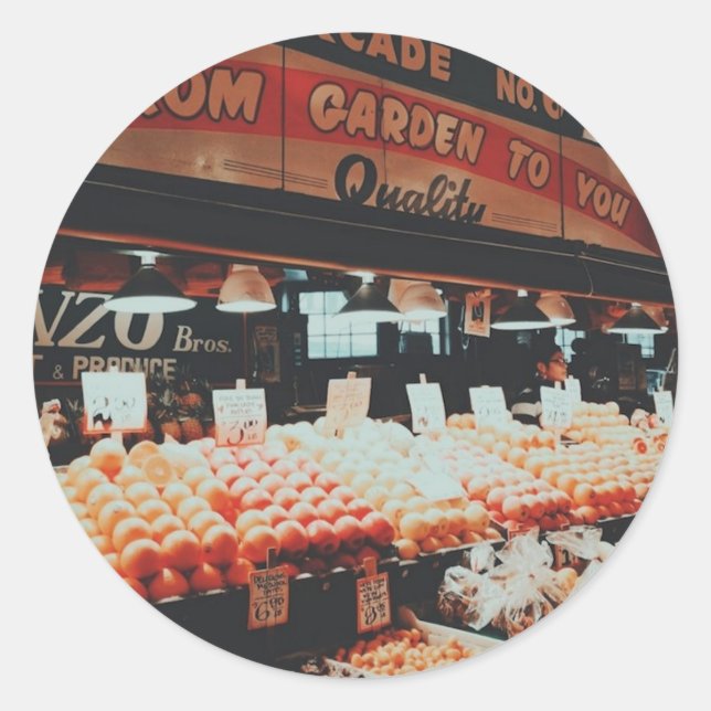 Pike Place Market  Classic Round Sticker (Front)