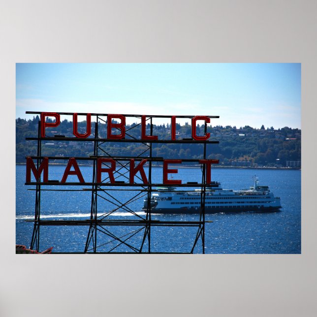 Pike Place Market & Seattle Waterfront Poster (Front)