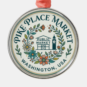 Pike Place Market Washington Metal Tree Decoration