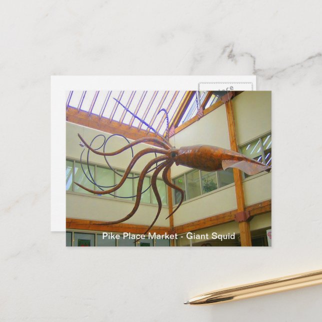 Pike Place Public Market Giant Squid Seattle, WA Postcard (Front/Back In Situ)