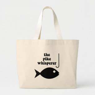 pike whisperer fishing large tote bag