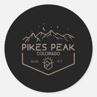 Pikes Peak 14115 Ft Colorado Mountains Classic Round Sticker