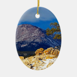 Pikes Peak and Lone Tree Ceramic Tree Decoration