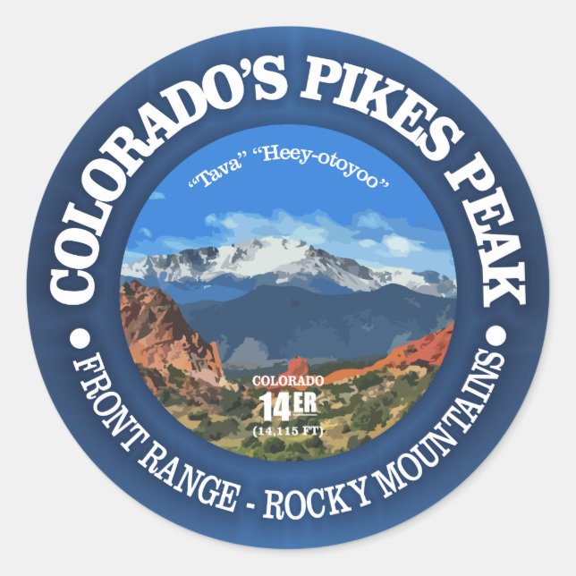 Pikes Peak Classic Round Sticker (Front)
