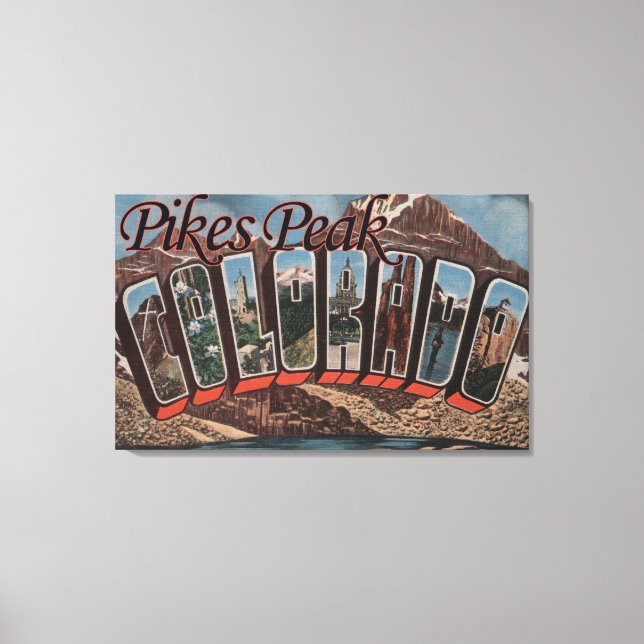 Pikes Peak, Colorado - Large Letter Scenes Canvas Print (Front)