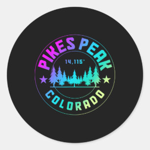 Pikes Peak Colorado Mountain Hiking Vintage  Classic Round Sticker
