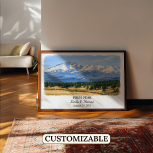 Pikes Peak Colorado Poster, Watercolor, Custom Poster
