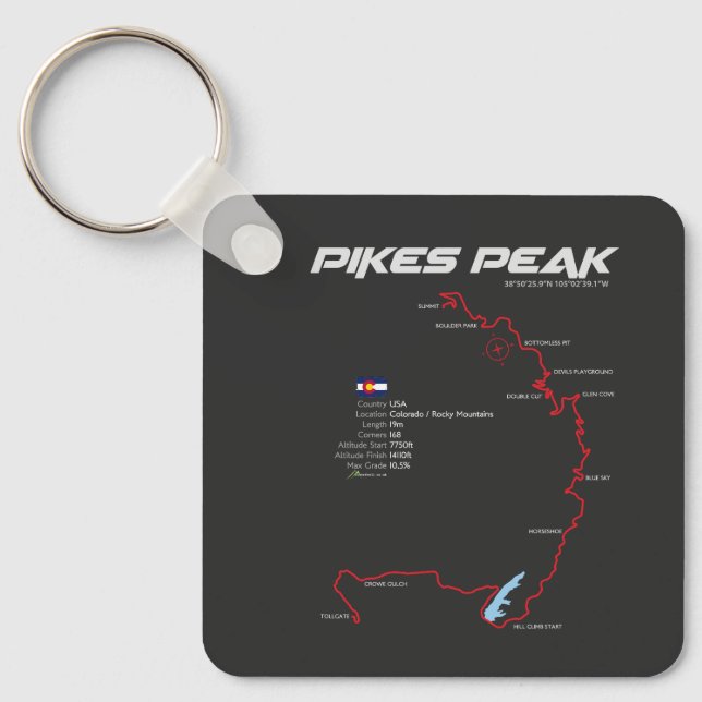 Pikes Peak Colorado USA Route 01 Key Ring (Front)