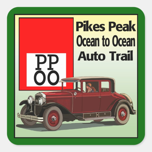 Pikes Peak Ocean to Ocean Auto Trail Square Sticker (Front)