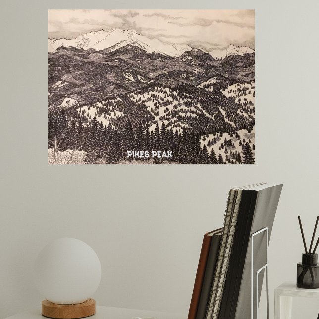 Pikes Peak Pen/Pencil Illustration Poster (Creator Uploaded)