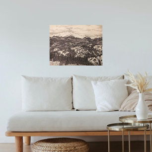 Pikes Peak Pen/Pencil Illustration Poster