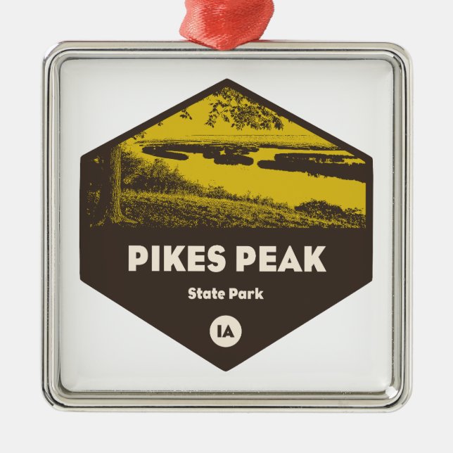 Pikes Peak State Park Iowa Metal Tree Decoration (Front)