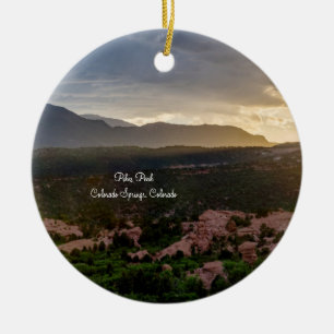 Pikes Peak Sunset Haze Circle Ornament