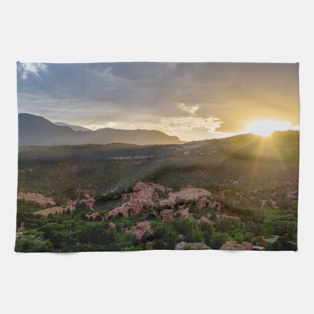 Pikes Peak Sunset Haze Kitchen Towel (Horizontal)