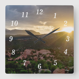 Pikes Peak Sunset Haze Wall Clock