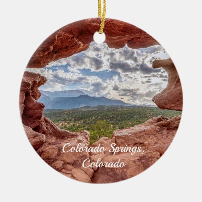 Pikes Peak Through A Hole Souvenir Ornament (Front)
