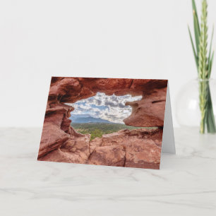 Pikes Peak Through A Rock Hole Greeting Card