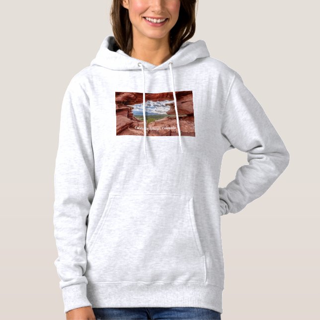 Pikes Peak Through A Rock Hole Hoodie (Front)