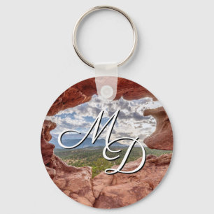 Pikes Peak Through A Rock Hole Key Chain