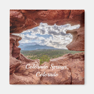 Pikes Peak Through A Rock Hole Magnet